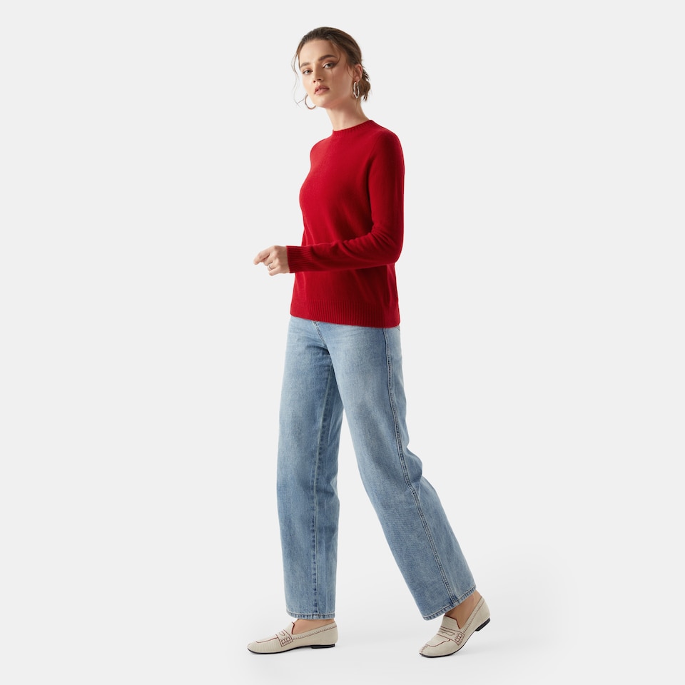 Kate Cashmere Sweater in Garnet Red | Women's 100% Organic Comfy Knitwears | VIVAIA