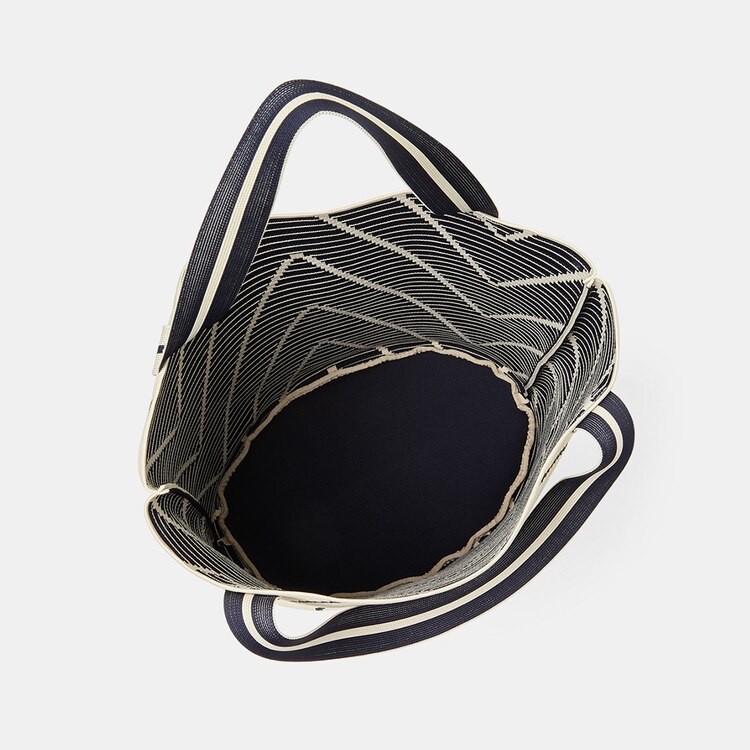 Colette Petite Bucket Washable Tote Bag in Ivory Chervon | VIVAIA