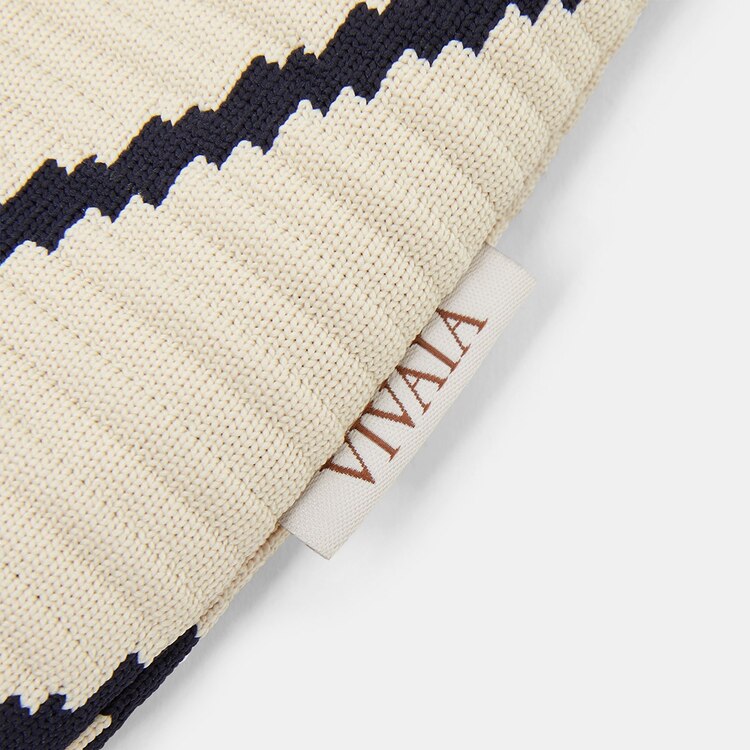 Colette Petite Bucket Washable Tote Bag in Ivory Chervon | VIVAIA