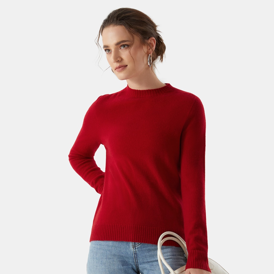 Kate Cashmere Sweater in Garnet Red | Women's 100% Organic Comfy Knitwears | VIVAIA