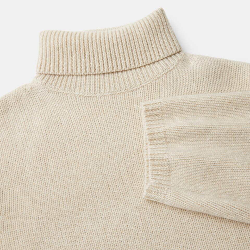 Gerda Cashmere High Neck Sweater in Cream Ivory | Women's Sustainable and Stylish Knitwears | VIVAIA