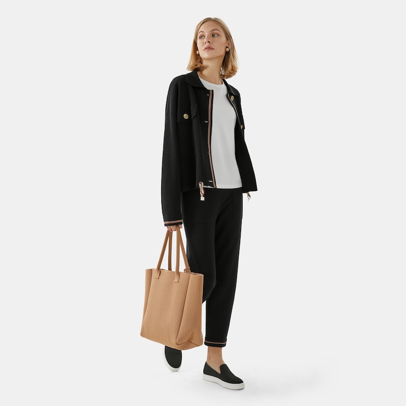 Latika Merino Wool Jacket in Black | Women's Sustainable and Stylish Knitwears | VIVAIA