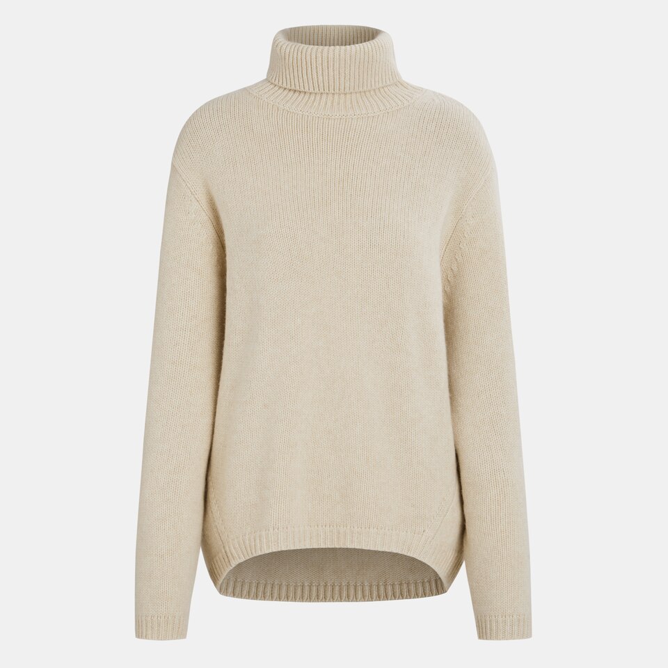 Gerda Cashmere High Neck Sweater in Cream Ivory | Women's Sustainable and Stylish Knitwears | VIVAIA