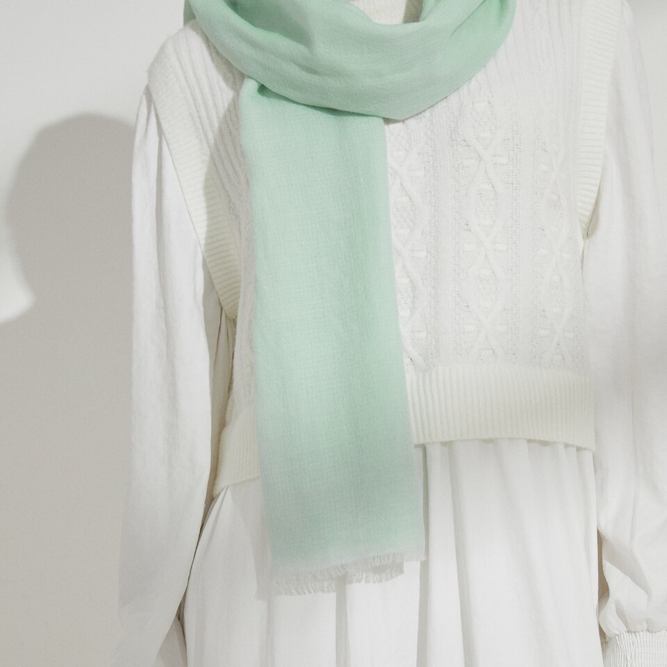 Linda Wool-Yak Gradient Scarf in Light Green | Women's Sustainable and Stylish Scarves | VIVAIA