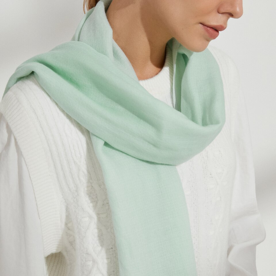 Linda Wool-Yak Gradient Scarf in Light Green | Women's Sustainable and Stylish Scarves | VIVAIA