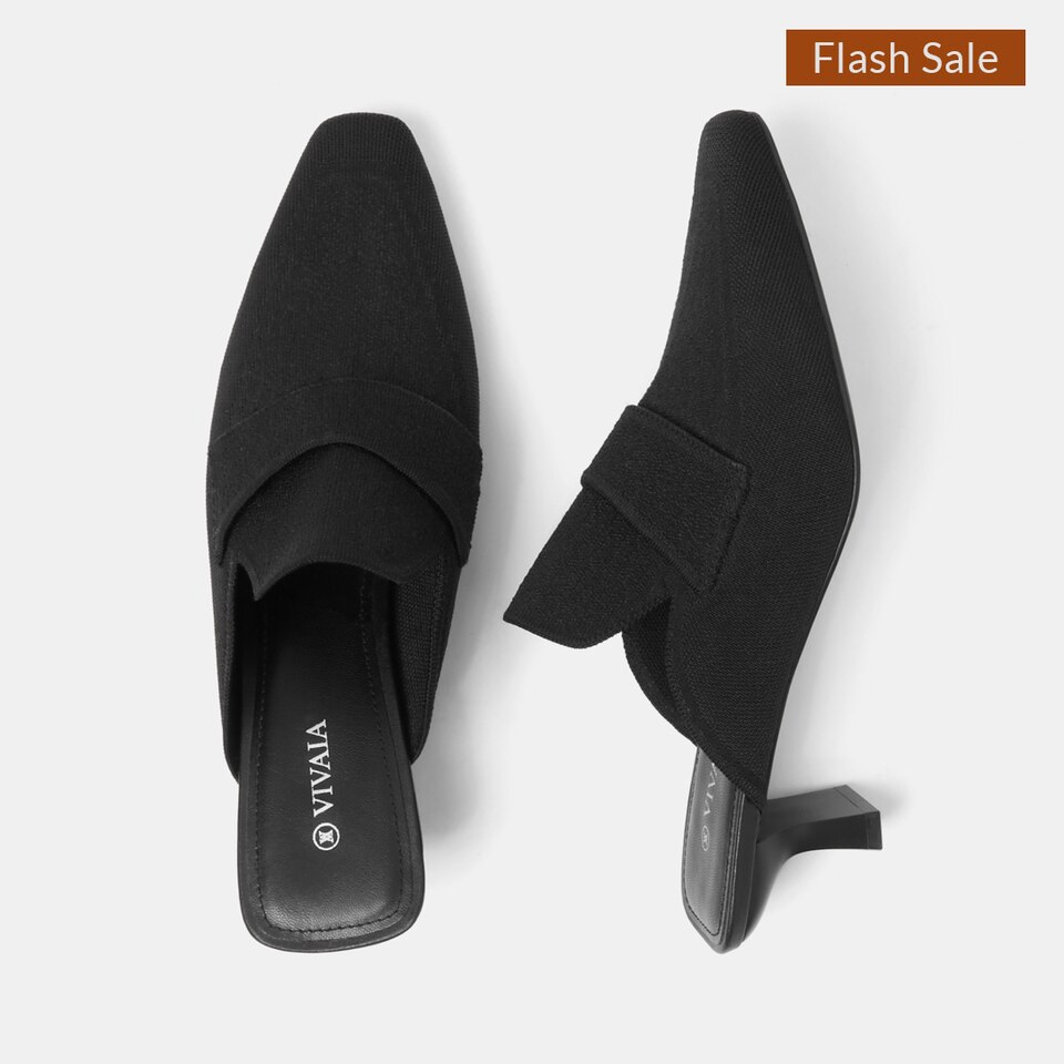 Elena Square-toe Mules in Black | Women's Sustainable and Stylish Shoes | VIVAIA