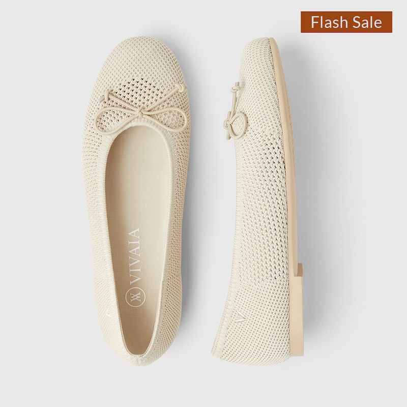 Odette Round-toe Flats in Cream Ivory | Women's Sustainable, Washable and Stylish Shoes | VIVAIA