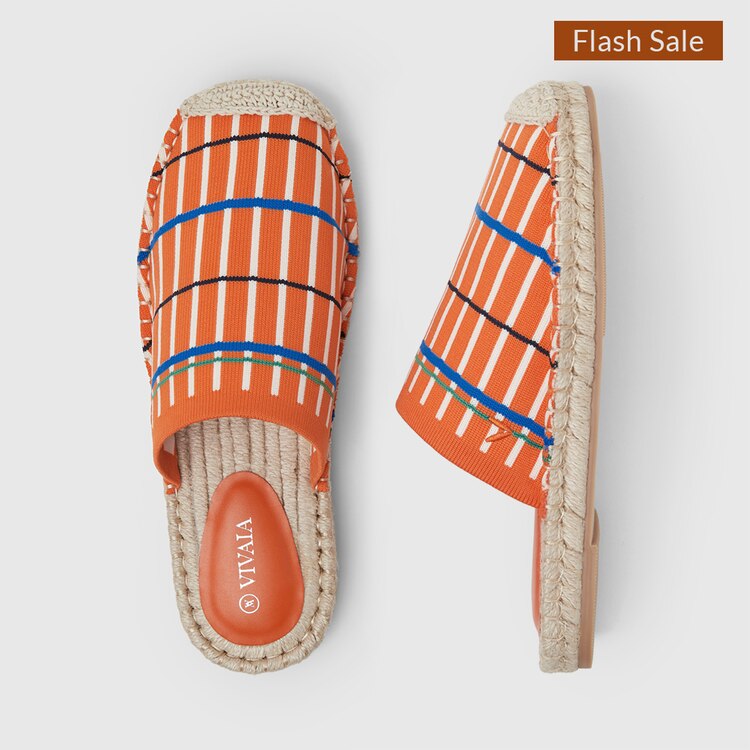 Sherly Round-toe Slides in Pumpkin Orange | Women's Sustainable and Stylish Shoes | VIVAIA