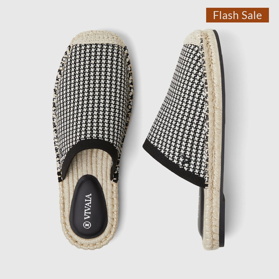 Sherly Round-toe Slides in Ebony Ivory | Women's Sustainable and Stylish Black Shoes | VIVAIA