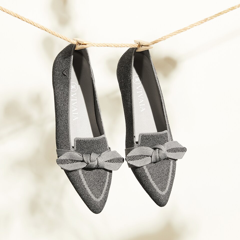 Michelle Pointed-toe Loafers in Pale Grey-Sustainable & Washable | VIVAIA