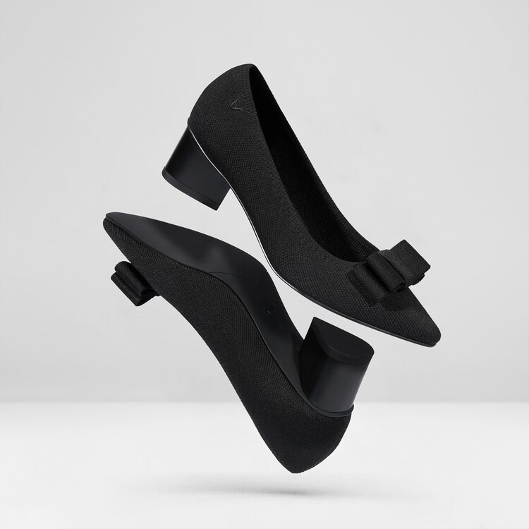 Titli Pointy Bow Heels in Deep Ebony-Women's Sustainable Shoes | VIVAIA