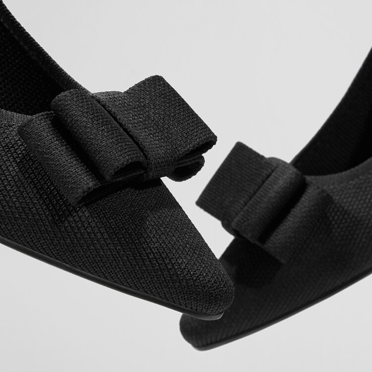 Titli Pointy Bow Heels in Deep Ebony-Women's Sustainable Shoes | VIVAIA