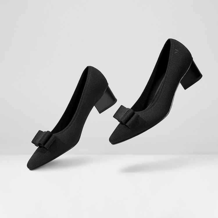 Titli Pointy Bow Heels in Deep Ebony-Women's Sustainable Shoes | VIVAIA