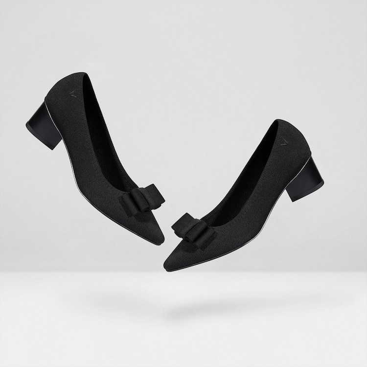 Titli Pointy Bow Heels in Deep Ebony-Women's Sustainable Shoes | VIVAIA