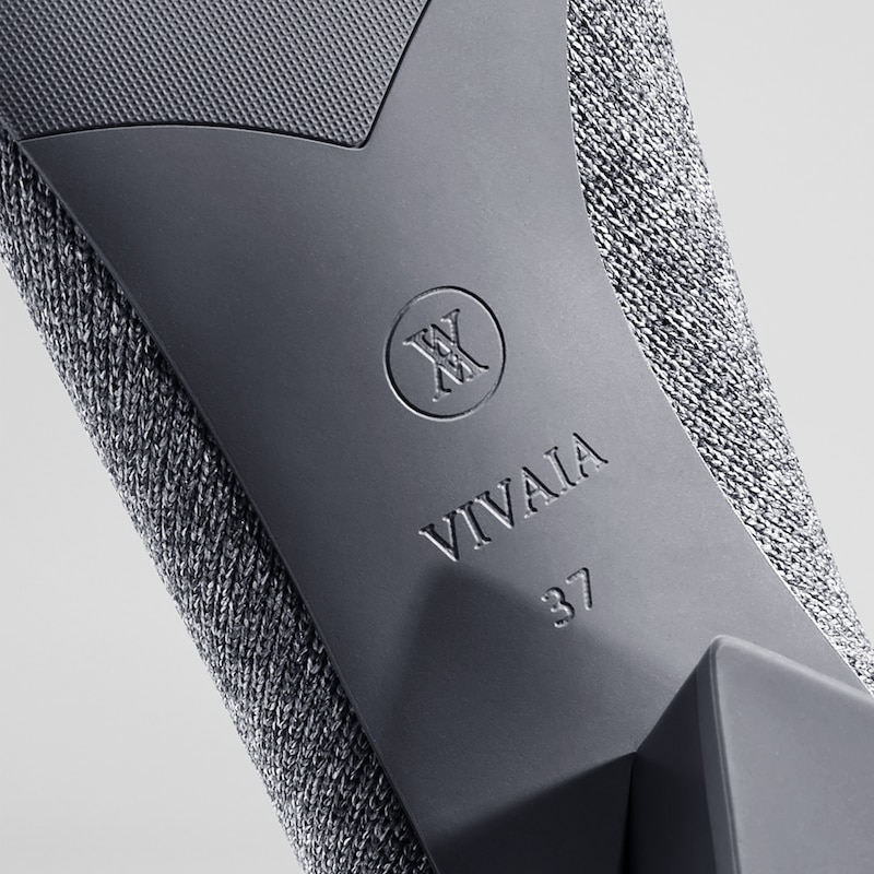 Titli Pointy Bow Heels in Silver Grey-Sustainable & Stylish | VIVAIA