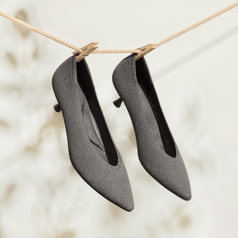 Stella Pointed-Toe Kitten Heels in Gray-Sustainable & Washable | VIVAIA