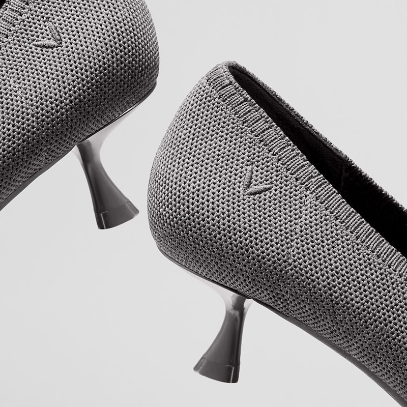 Stella Pointed-Toe Kitten Heels in Gray-Sustainable & Washable | VIVAIA