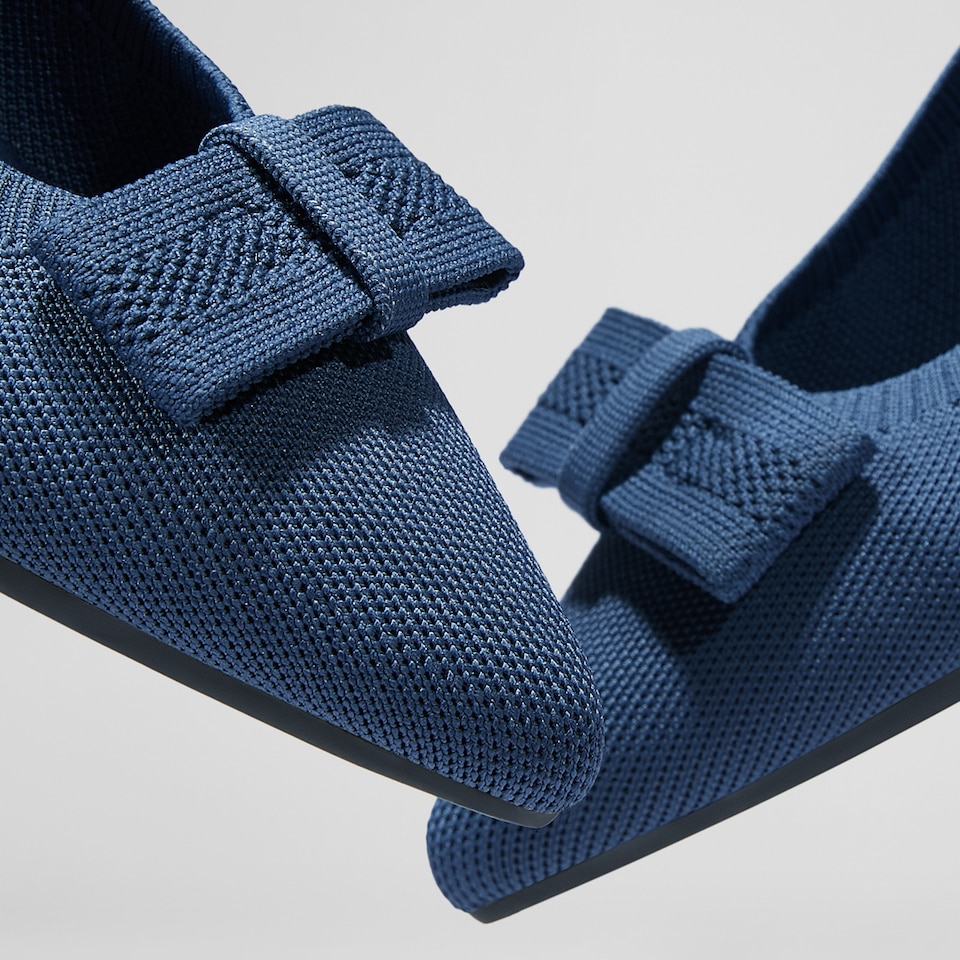 Esther Pointy Flats in Marine Blue-Sustainable & Washable Shoes | VIVAIA