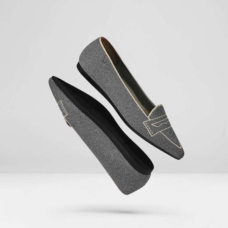 Adele Pointy Flats in Rich Grey-Sustainable & Washable Shoes | VIVAIA