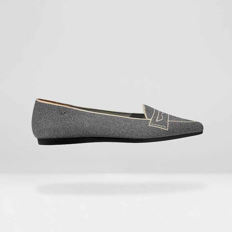 Adele Pointy Flats in Rich Grey-Sustainable & Washable Shoes | VIVAIA