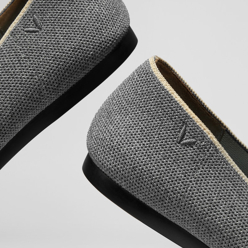 Adele Pointy Flats in Rich Grey-Sustainable & Washable Shoes | VIVAIA