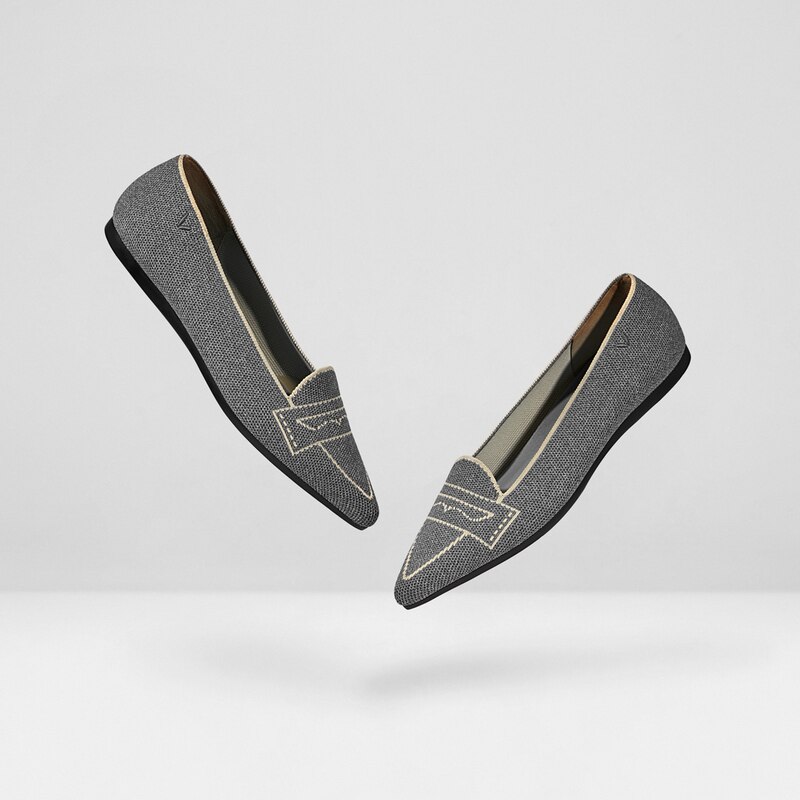 Adele Pointy Flats in Rich Grey-Sustainable & Washable Shoes | VIVAIA