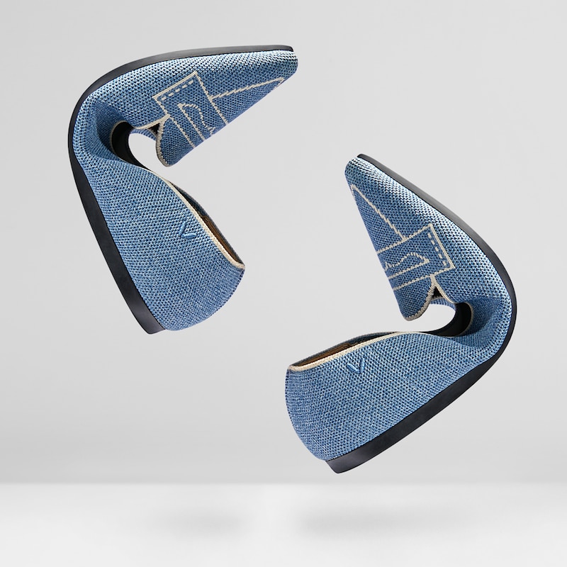 Adele Pointy Flats in Denim Blue-Sustainable & Washable Shoes | VIVAIA