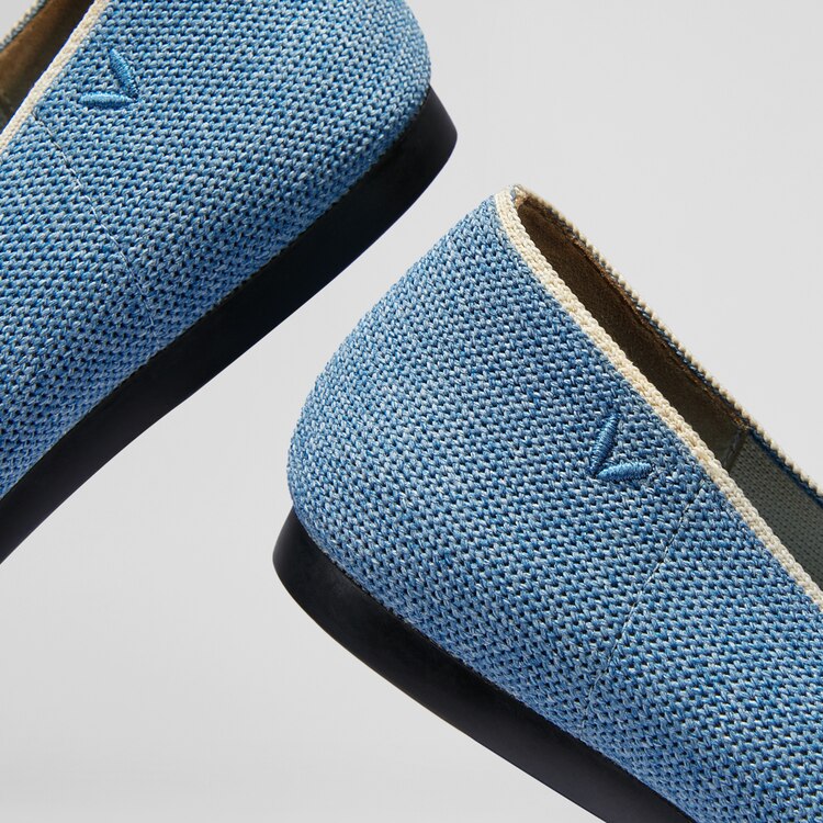 Adele Pointy Flats in Denim Blue-Sustainable & Washable Shoes | VIVAIA