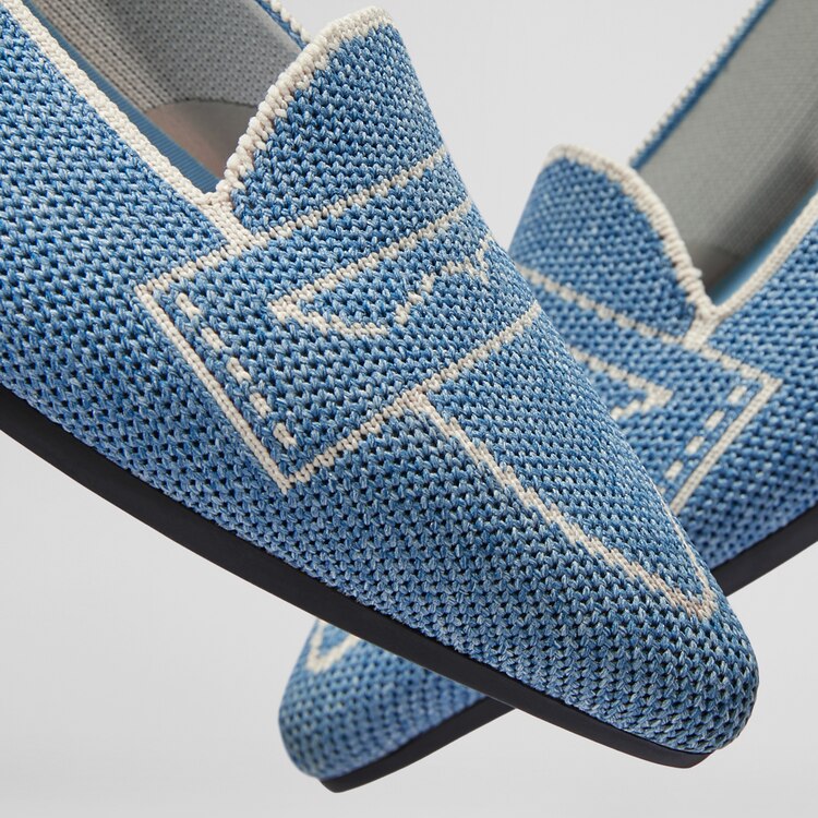 Adele Pointy Flats in Denim Blue-Sustainable & Washable Shoes | VIVAIA