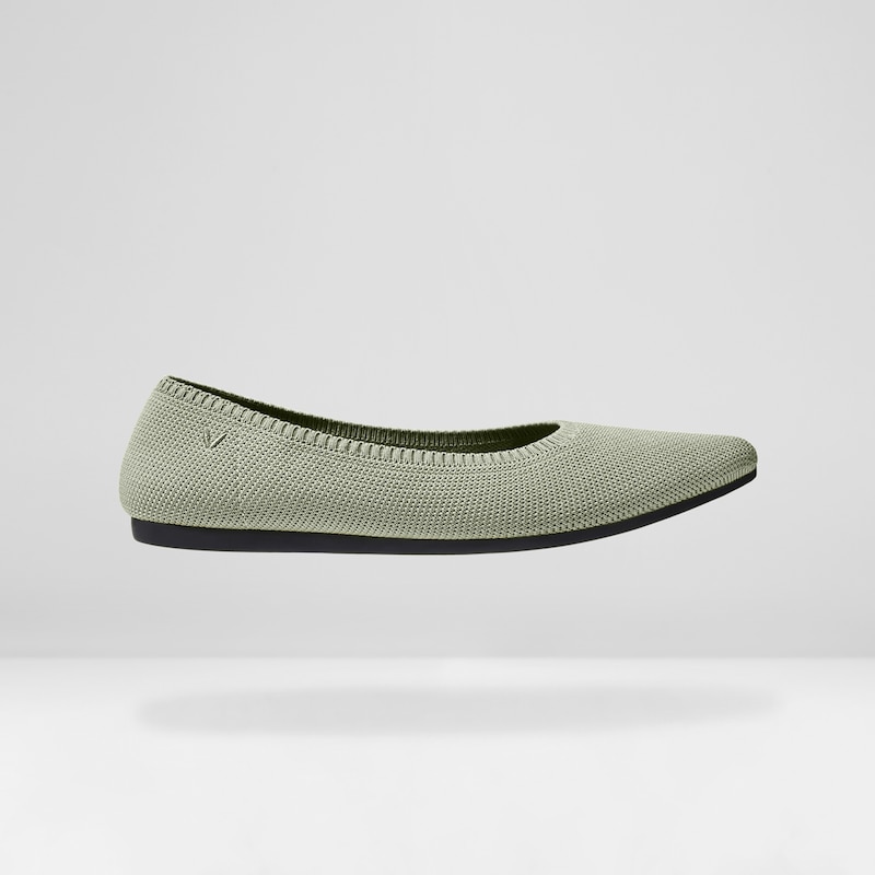 Aria 2.0 Pointy Flats in Mint Gray-Women's Sustainable Shoes | VIVAIA