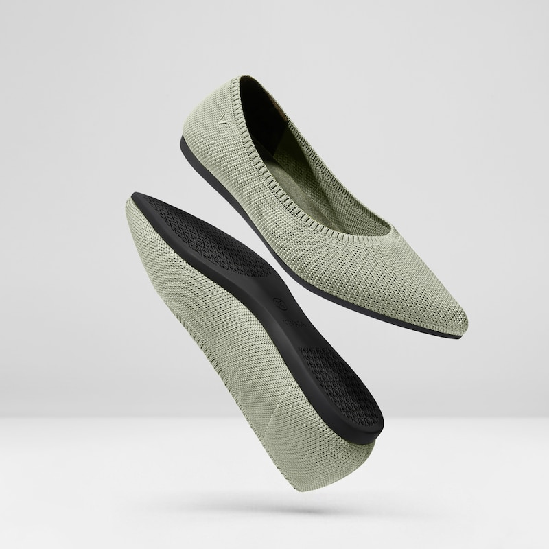 Aria 2.0 Pointy Flats in Mint Gray-Women's Sustainable Shoes | VIVAIA