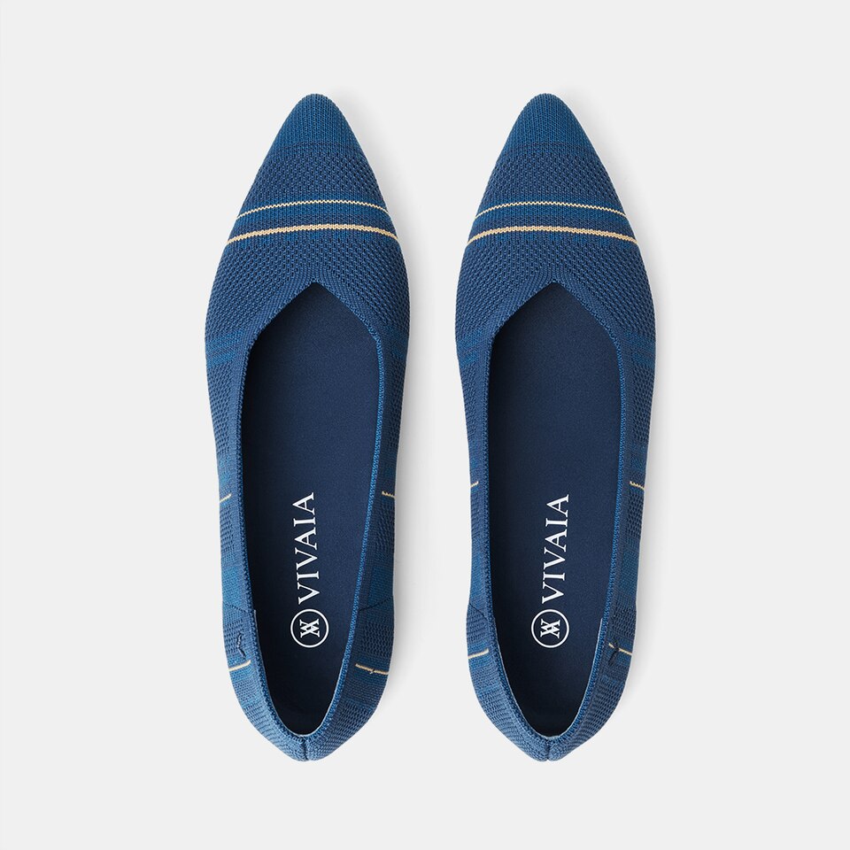Avis Pointed-toe Flats in Denim Blue-Sustainable & Washable | VIVAIA