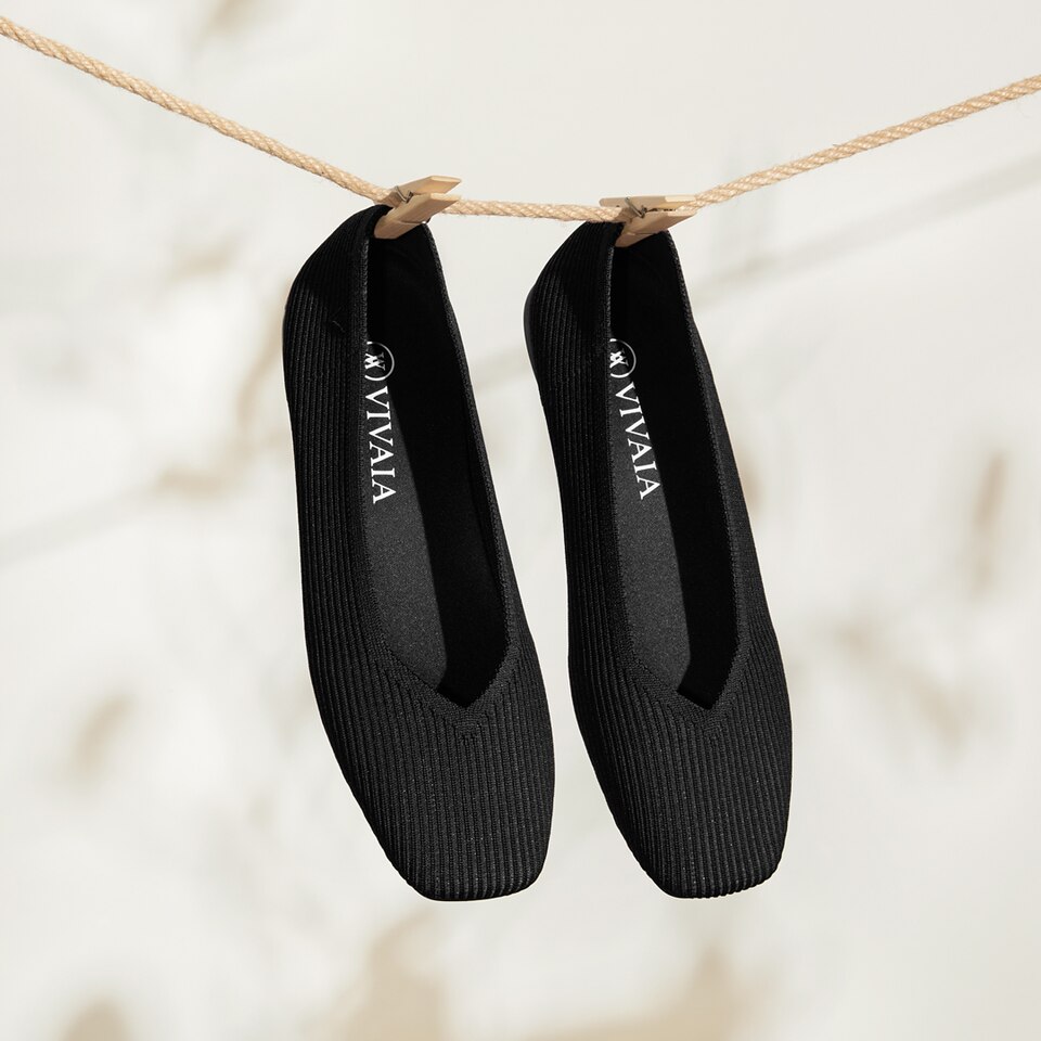 Margot Washable SquareToe Flats for Bunions & Wide Feet in Deep Ebony