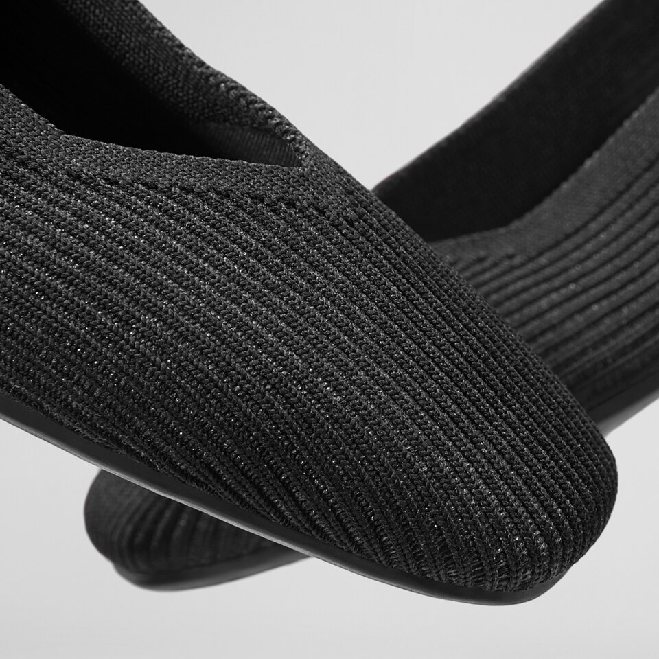 Margot Washable SquareToe Flats for Bunions & Wide Feet in Deep Ebony