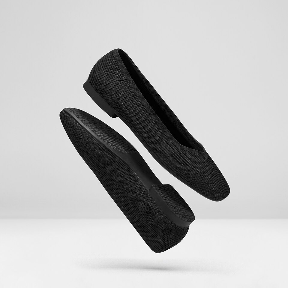 Margot Washable SquareToe Flats for Bunions & Wide Feet in Deep Ebony