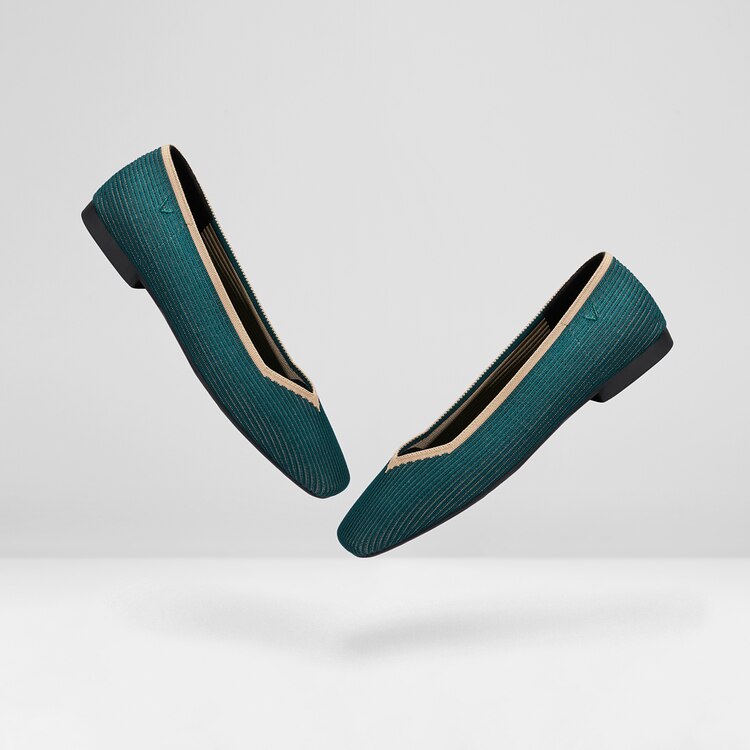 Margot Square-toe Flats for Bunions & Wide Feet in Sacramento Green | VIVAIA