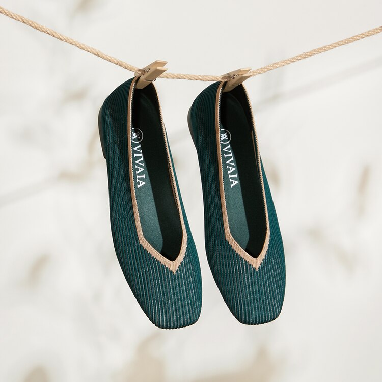 Margot Square-toe Flats for Bunions & Wide Feet in Sacramento Green | VIVAIA