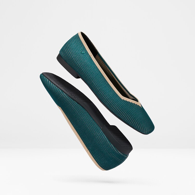Margot Square-toe Flats for Bunions & Wide Feet in Sacramento Green | VIVAIA