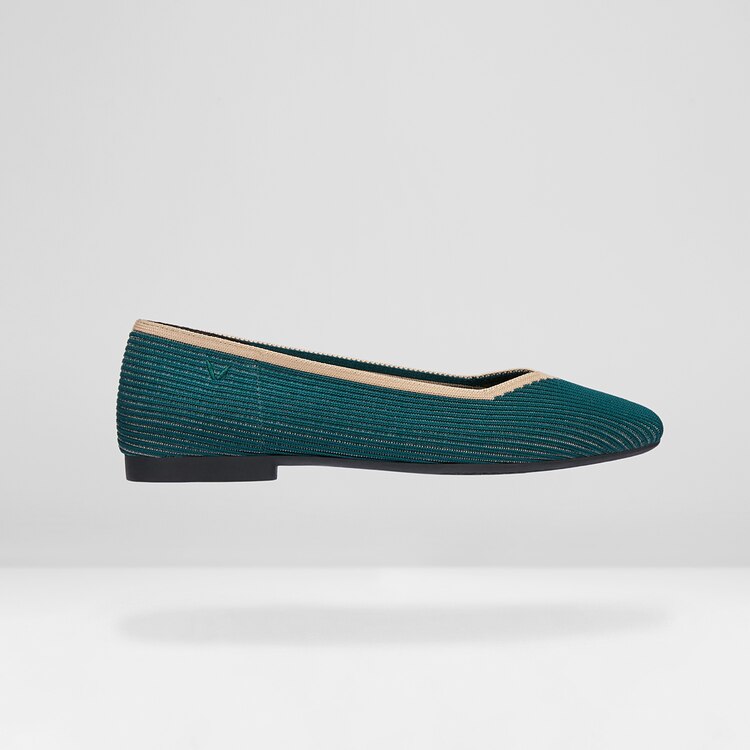 Margot Square-toe Flats for Bunions & Wide Feet in Sacramento Green | VIVAIA
