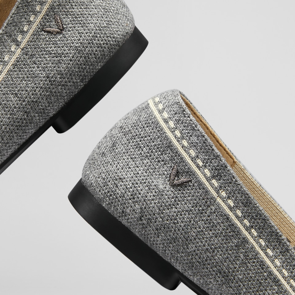 Sierra Square-toe Wool Loafers in Rich Grey - Women's Shoes | VIVAIA