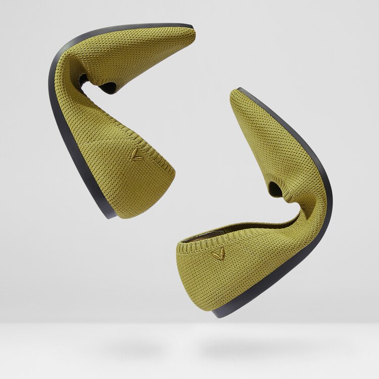 Aria5° Women Pointed-Toe Flats with Arch Support in Olive Green | VIVAIA