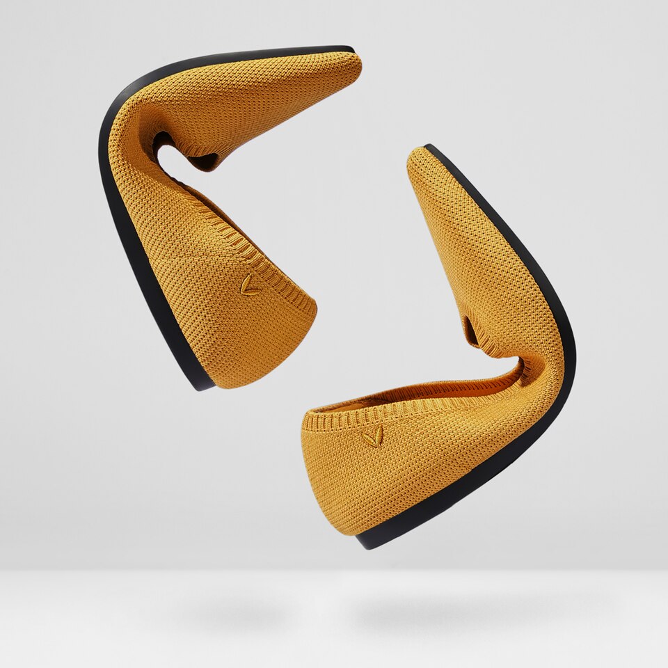 Aria5° Pointed Flats in Ginger Yellow-Sustainable & Washable | VIVAIA