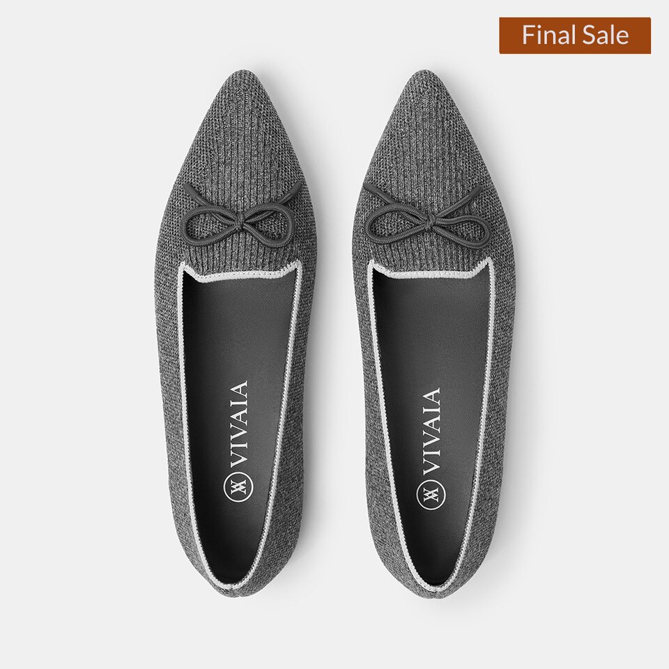Eartha Pointy Flats in Rich Grey-Sustainable & Washable | VIVAIA