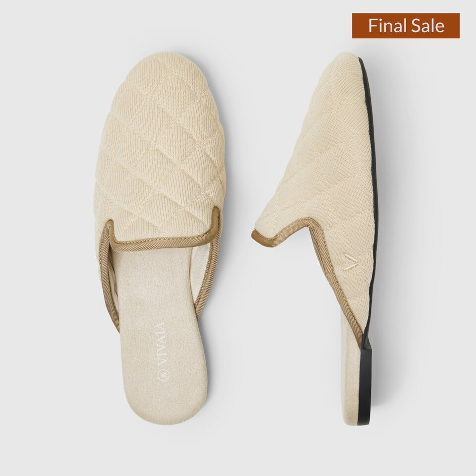 Sherry Round-toe Mules in Cream Ivory-Sustainable & Washable Shoes | VIVAIA