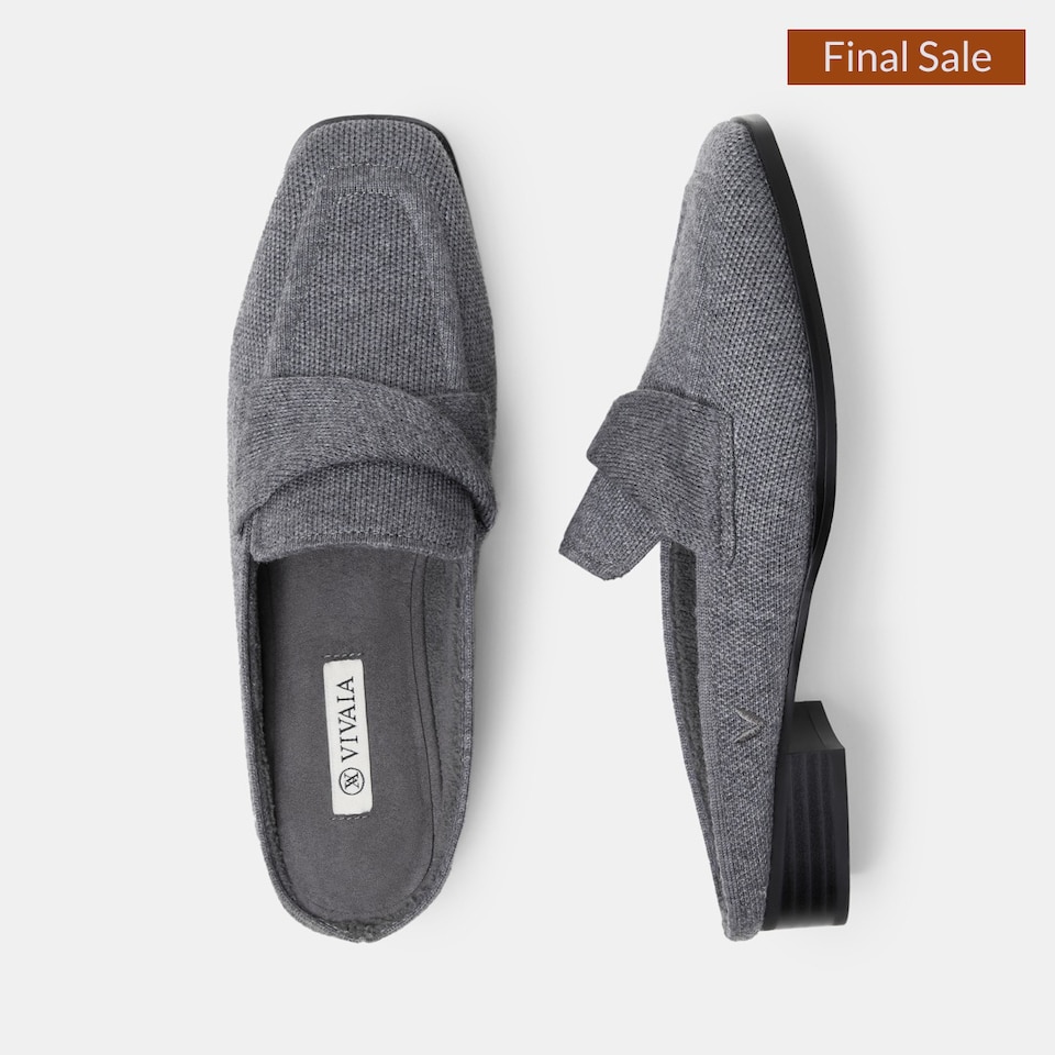 Olivia Square-toe Mules in Rich Grey-Sustainable & Stylish | VIVAIA