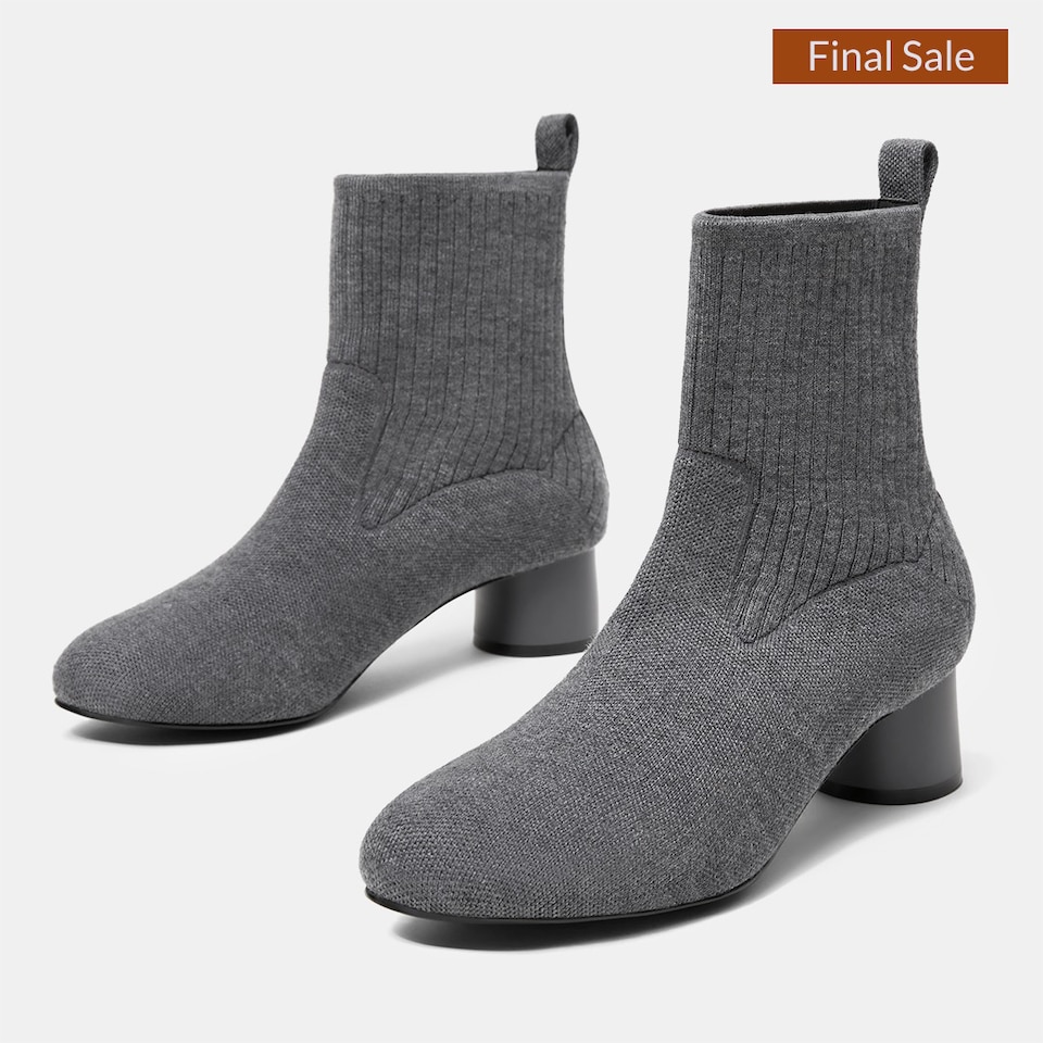 Zoe Round-toe Wool Ankle Boots in Rich Grey-Sustainable & Stylish | VIVAIA