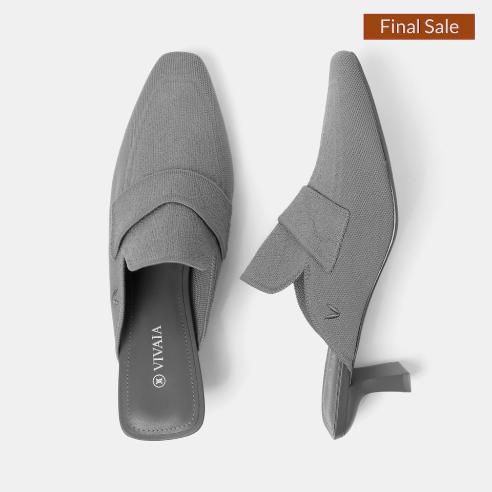 Elena Square-toe Mules in Rich Grey | Women's Sustainable and Stylish Shoes | VIVAIA