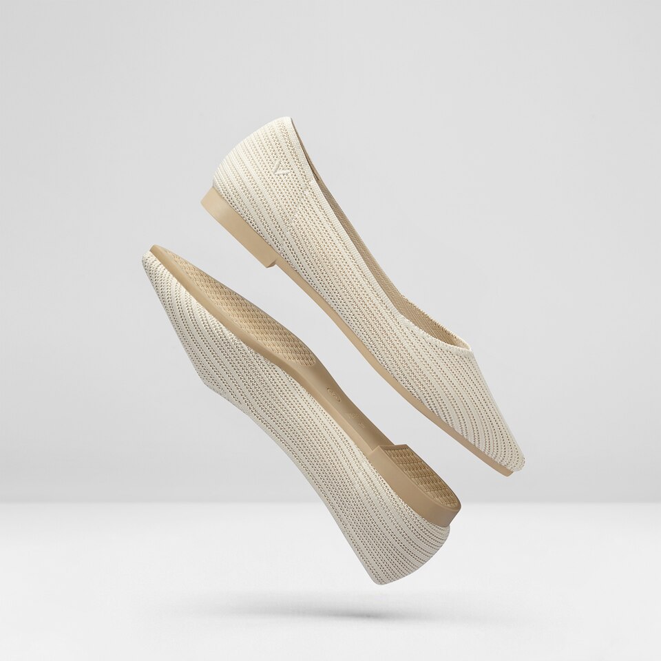 Macy Women's Pointy Flats in Cream Ivory-Sustainable & Washable | VIVAIA