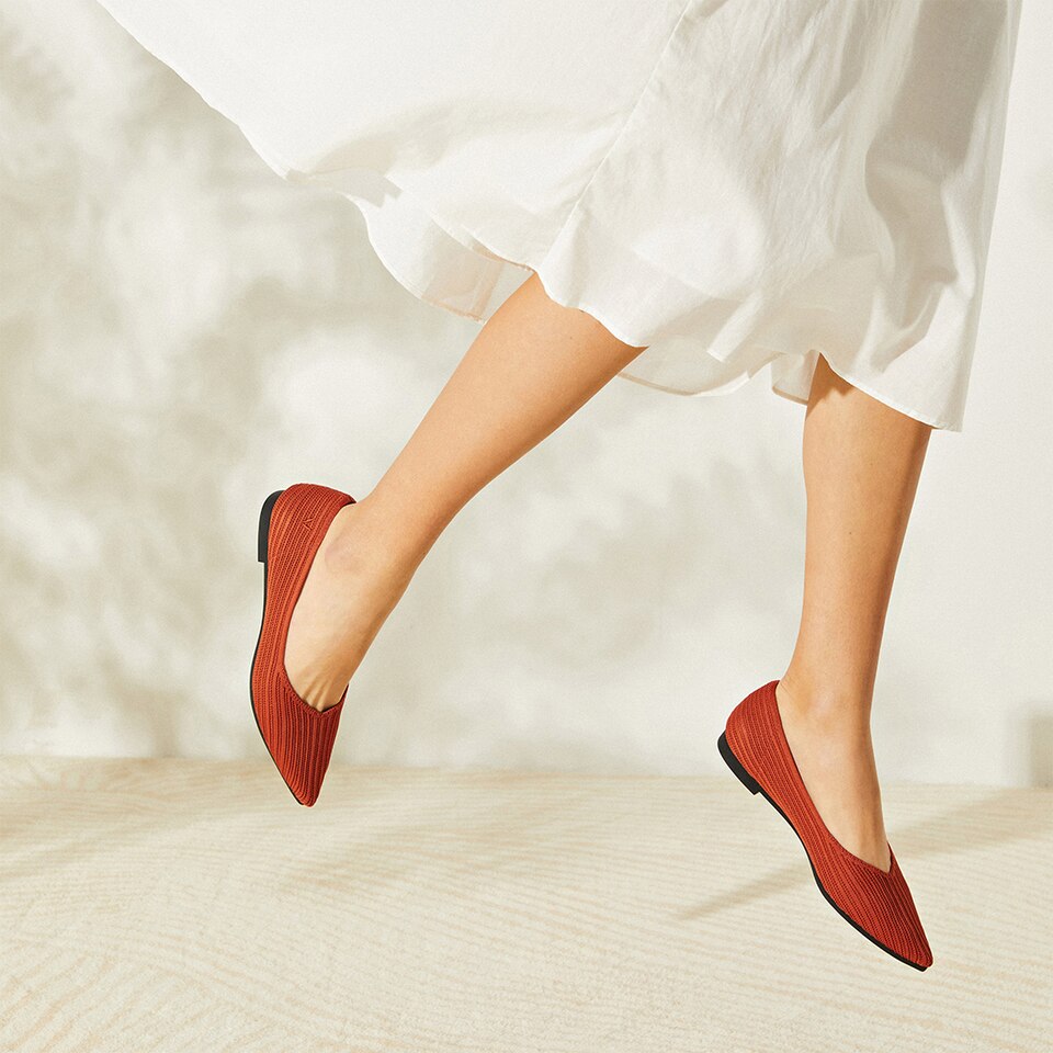 Macy Women's Pointy Flats in Cream Ivory-Sustainable & Washable | VIVAIA