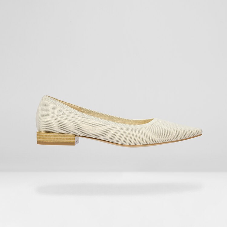 Minnie Square-toe Flats in Cream Ivory-Washable & Comfortable | VIVAIA